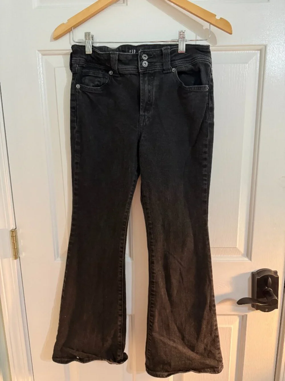 Gap Kids Girls 12 Plus ’70s Flare High Rise Black Jeans Y2K